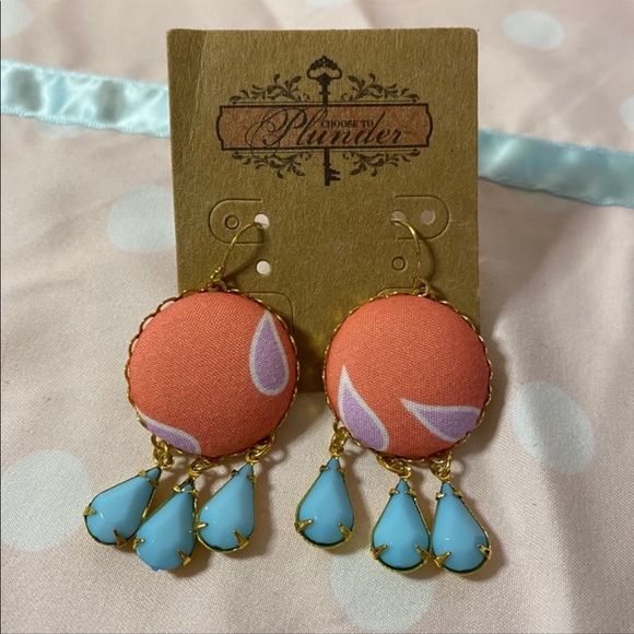 Plunder Jewelry - Plunder Fabric Paisley Button & Bead Earrings